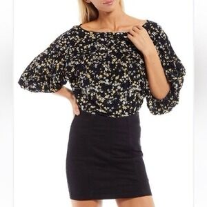 free people Intimately Women's dessa floral bodysuit short puff sleeve Size M